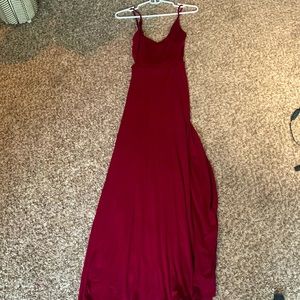 Ankle length flowy dress - burgundy